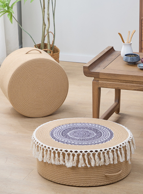 黄麻矮凳家用小凳子民宿客栈阳台坐墩客厅地上坐凳圆形沙发搁脚凳