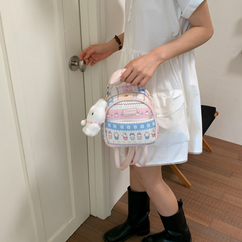 少女风卡通印花可爱双肩包包女