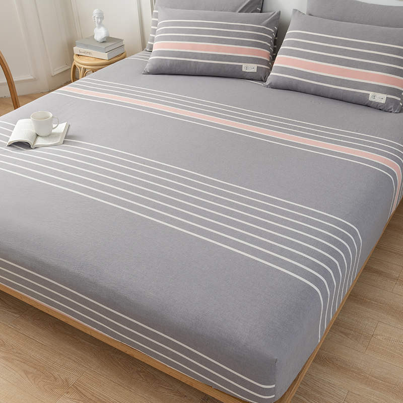 A类色织纯棉水洗棉床笠不起球