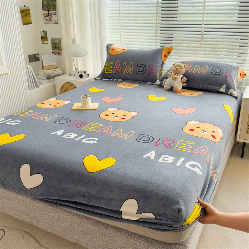 牛奶绒加厚床笠防静电不掉毛