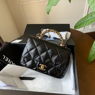 99新香奈兒Chanel 24b黑金麻花方胖子單肩斜挎女包二手奢侈品