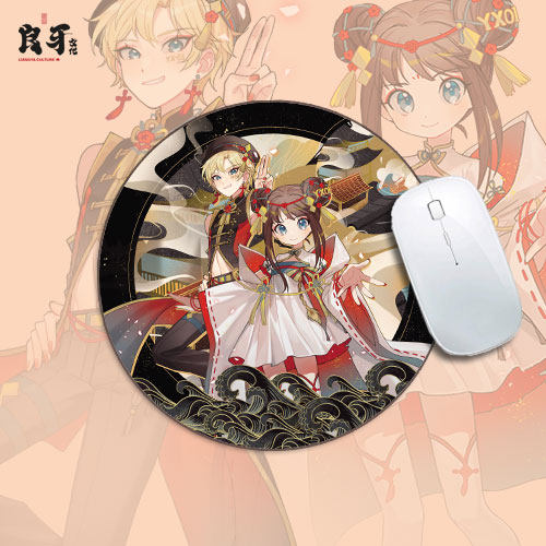 良牙文化  原创设计月邪漫展拟人形象 yx02,yx03圆形鼠标垫