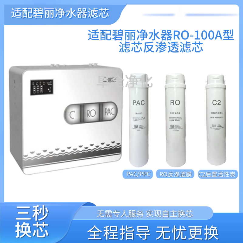 适配碧丽净水器RO-100A型滤芯PAC复合反渗透RO膜净水机滤芯C2后置