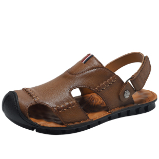 夏季 两用户外沙滩鞋 真皮凉鞋 休闲包头凉鞋 男 男士 公牛凉拖鞋