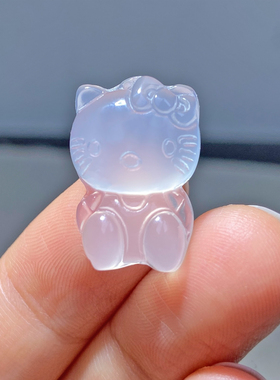 Hello_Kittyt天然冰透玉髓猫咪项坠饰品玛瑙玉猫玉坠玉挂件饰品