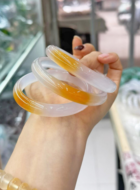 一口糖冰透玛瑙手镯鸿运当头