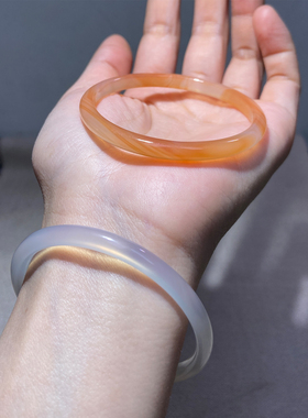 纤纤素手6mm天然玛瑙手镯橘色