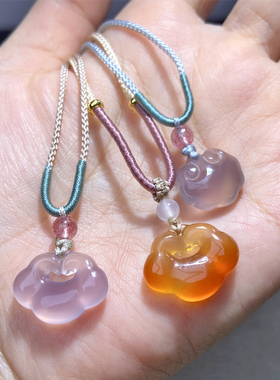 男女玉髓玉锁吊坠帝王紫