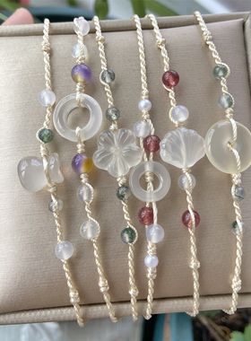 女玉髓瑞丽手工手链原创