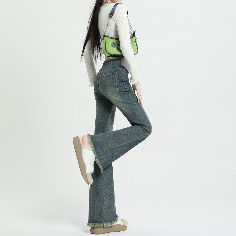 孕妇裤子春秋款外穿小个子喇叭裤春装孕早期大码打底牛仔长裤春季