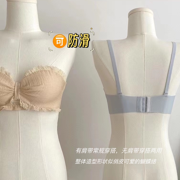 法式内衣女小胸聚拢平胸显大收副乳防下垂性感蕾丝半杯文胸罩套装