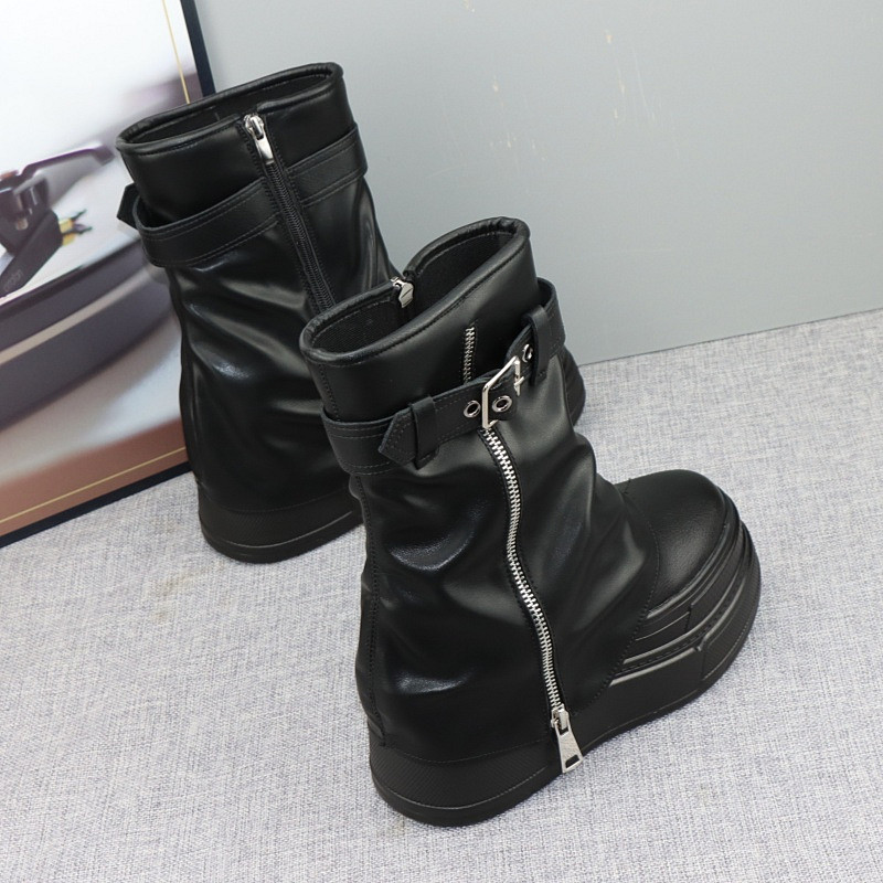 增高12CM短靴甜酷风辣妹裤管靴秋冬新款小个子10cm厚底洋气马丁靴