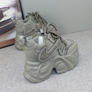 内增高老爹鞋女14CM小个子秋季新款厚底12cm软底小白鞋松糕休闲鞋