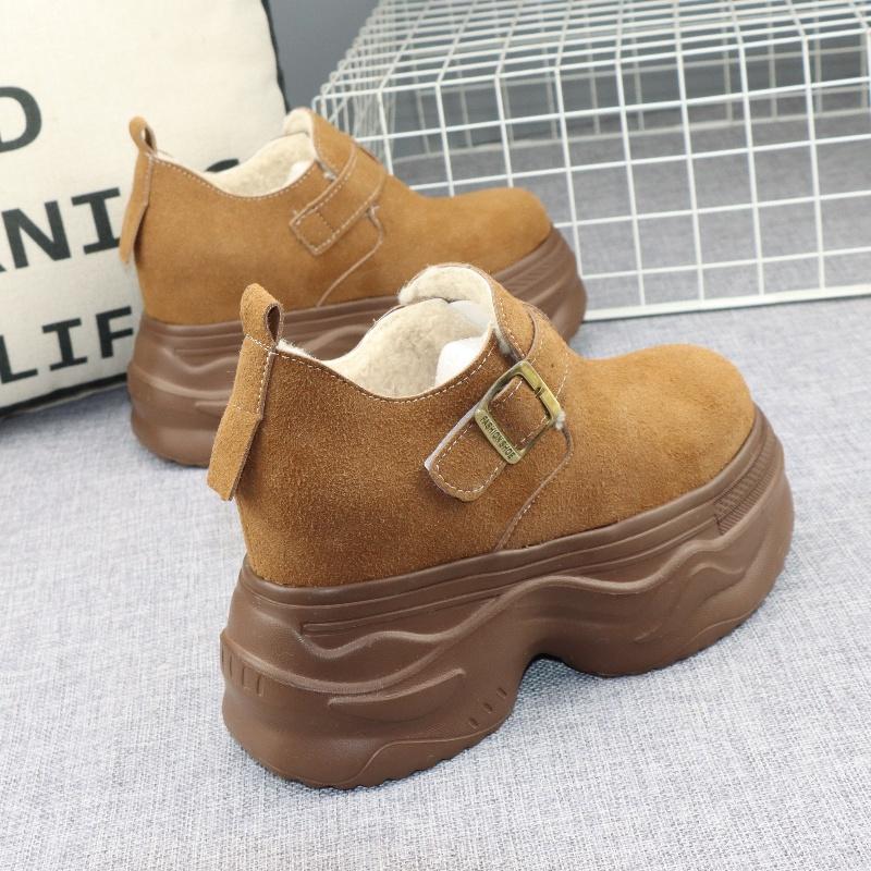 12公分小个子内增高勃肯鞋女冬季新款10厘米厚底加绒大头松糕棉鞋