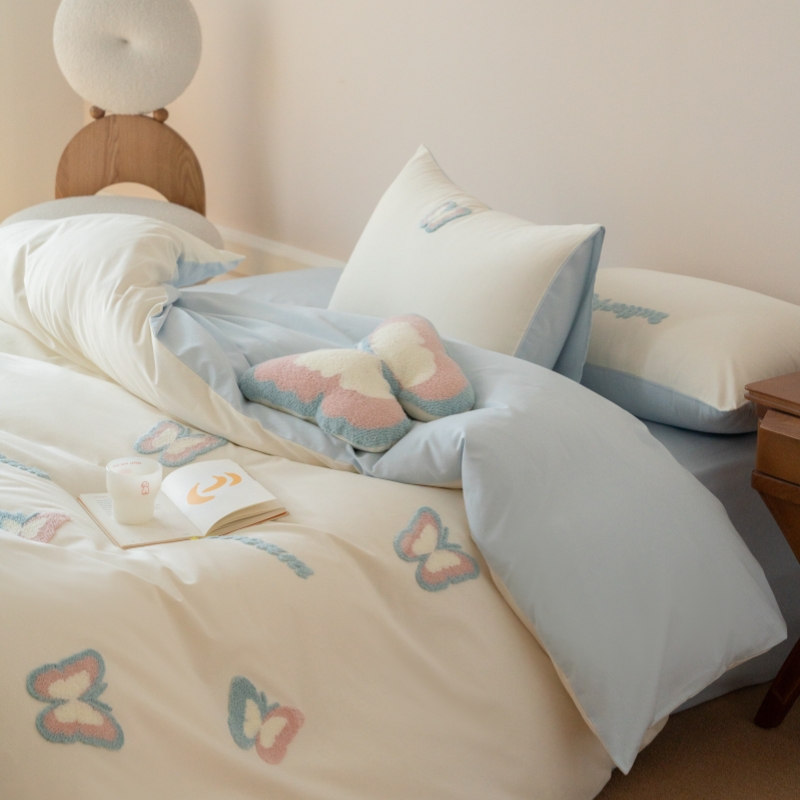 100支磨毛四件套纯棉可爱少女风