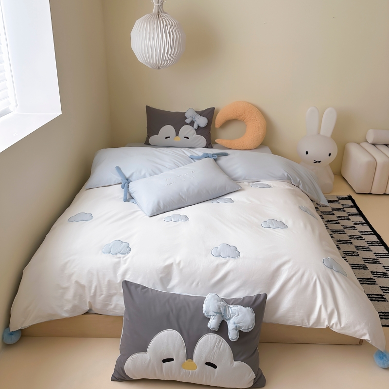 2025年款水洗棉四件套纯棉全棉可爱小清新被套床单床上用品三件套