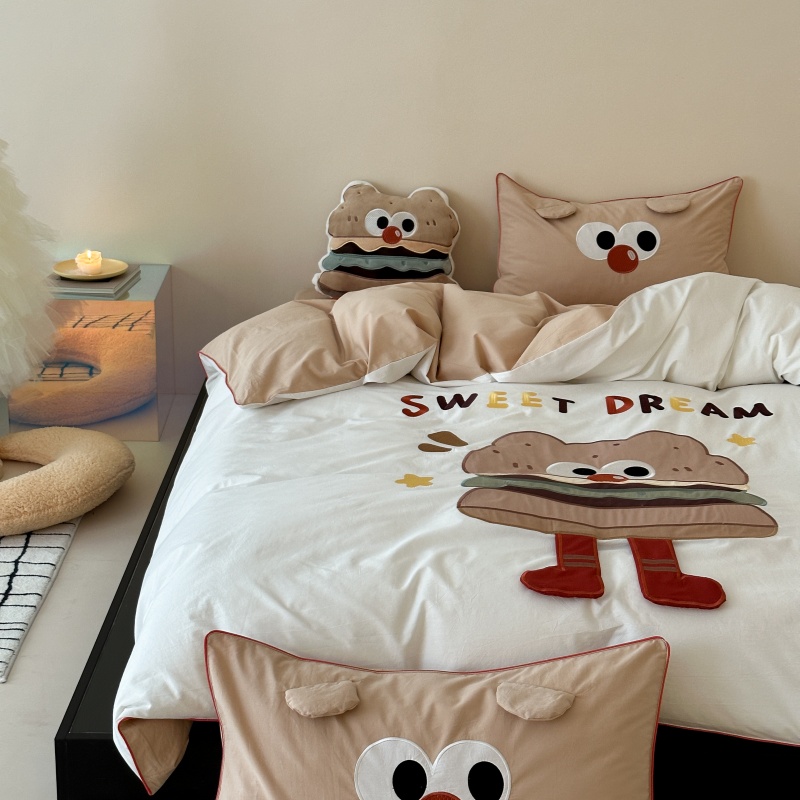 送抱枕可爱卡通水洗棉四件套