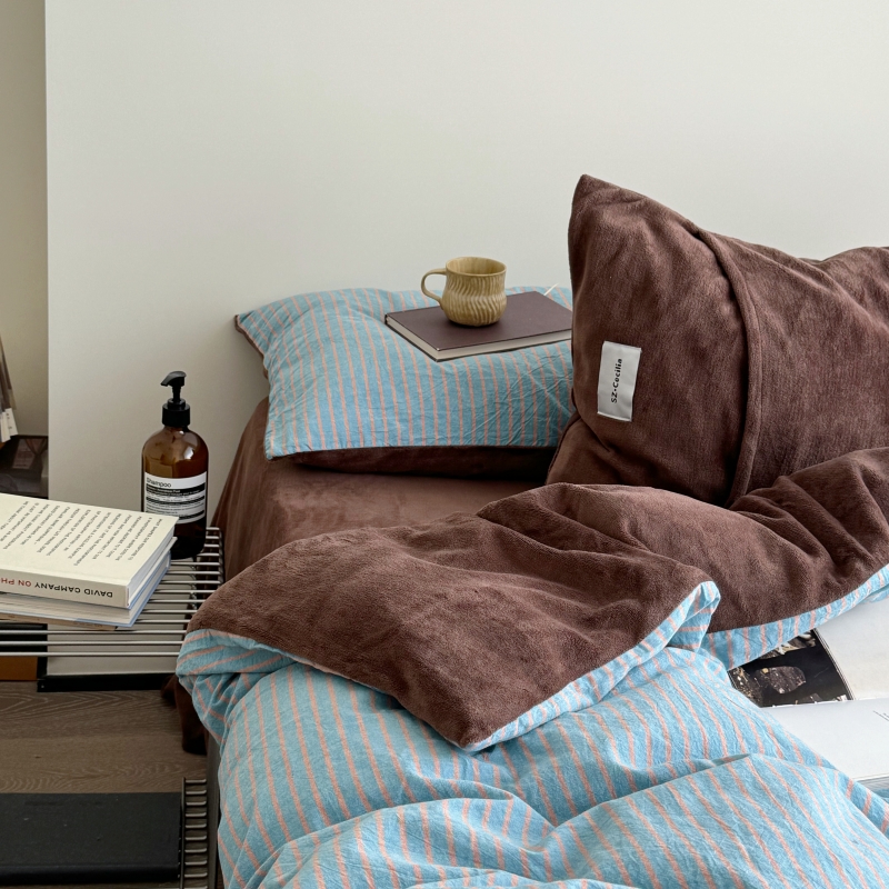 a面纯棉b面牛奶绒四件套