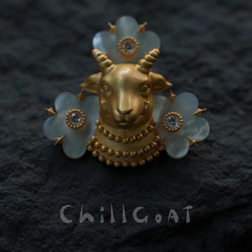 chillgoat快乐小羊/原创设计天然白贝母高级感花朵胸针胸章胸花