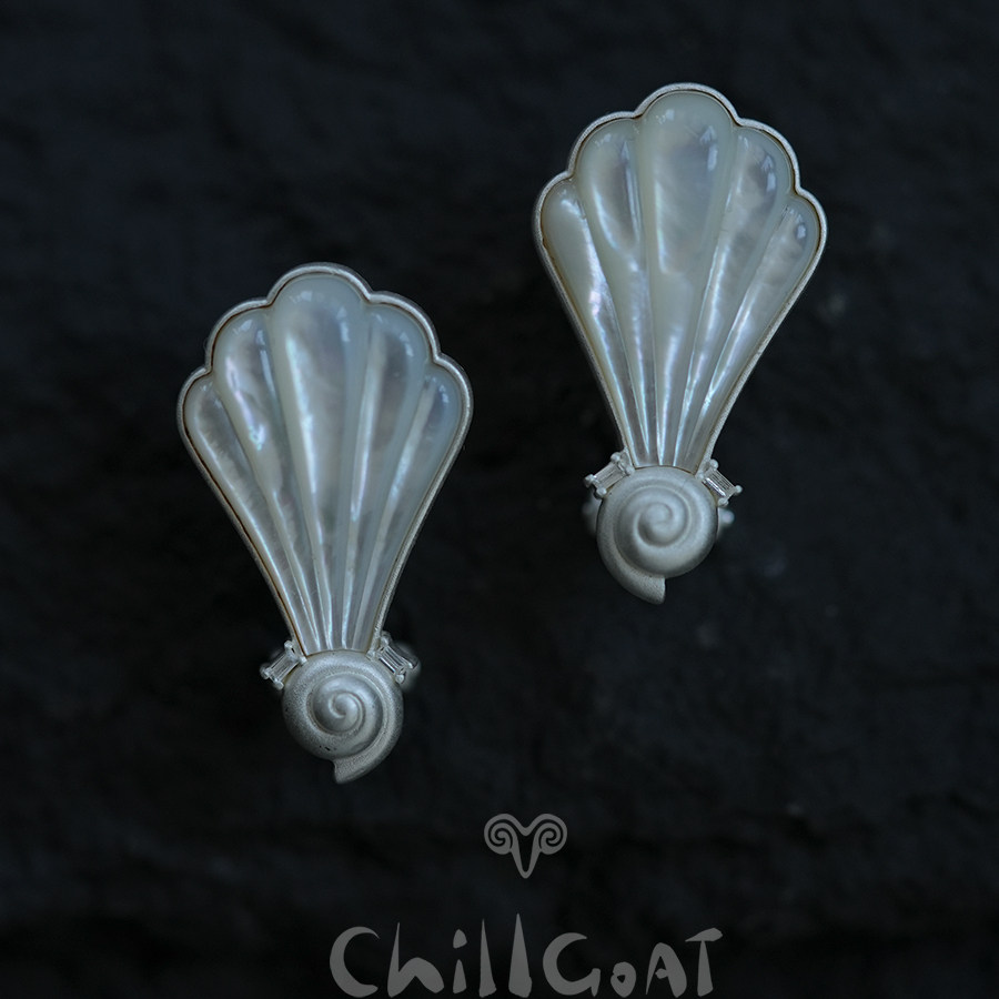 CHILLGOAT原创设计海洋系列天然贝壳简约海螺小众耳环耳饰耳钉