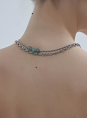 kitsh 天然石链条缠绕项链小众ins新中式简约高级时尚气质锁骨链