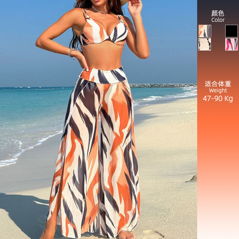 外贸原单大码比基尼三件套长裤