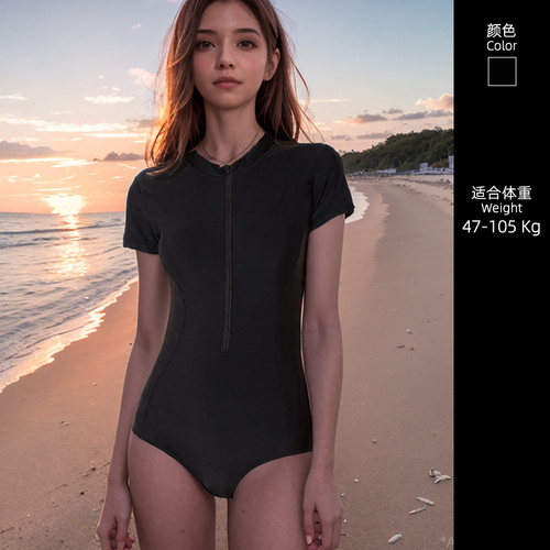 大码胖mm短袖连体泳衣女遮肉显瘦