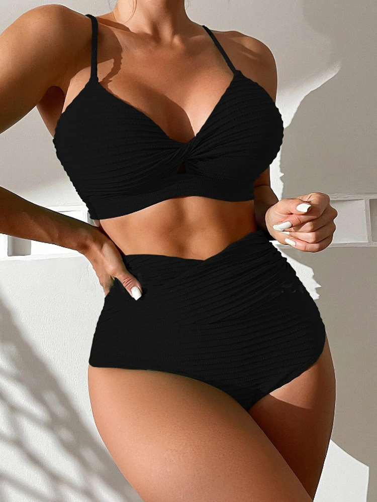 Fashion Hot Swimsuit Women's Adult Big and Small Breasts sexy Belly Covering Slimming High Waist Bikini Hot Spring Bikini
