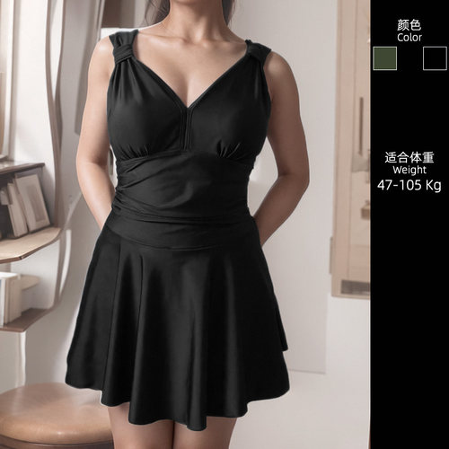 2026新款连体泳衣V领女大码胖MM