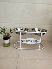 铁艺双盆不锈钢宠物狗盆狗碗猫碗宠物双碗支架狗盆金毛大型犬饭盆