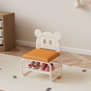 卡通轻奢奶油风可爱儿童换鞋凳家用门口鞋架可坐式穿鞋凳鞋柜一体