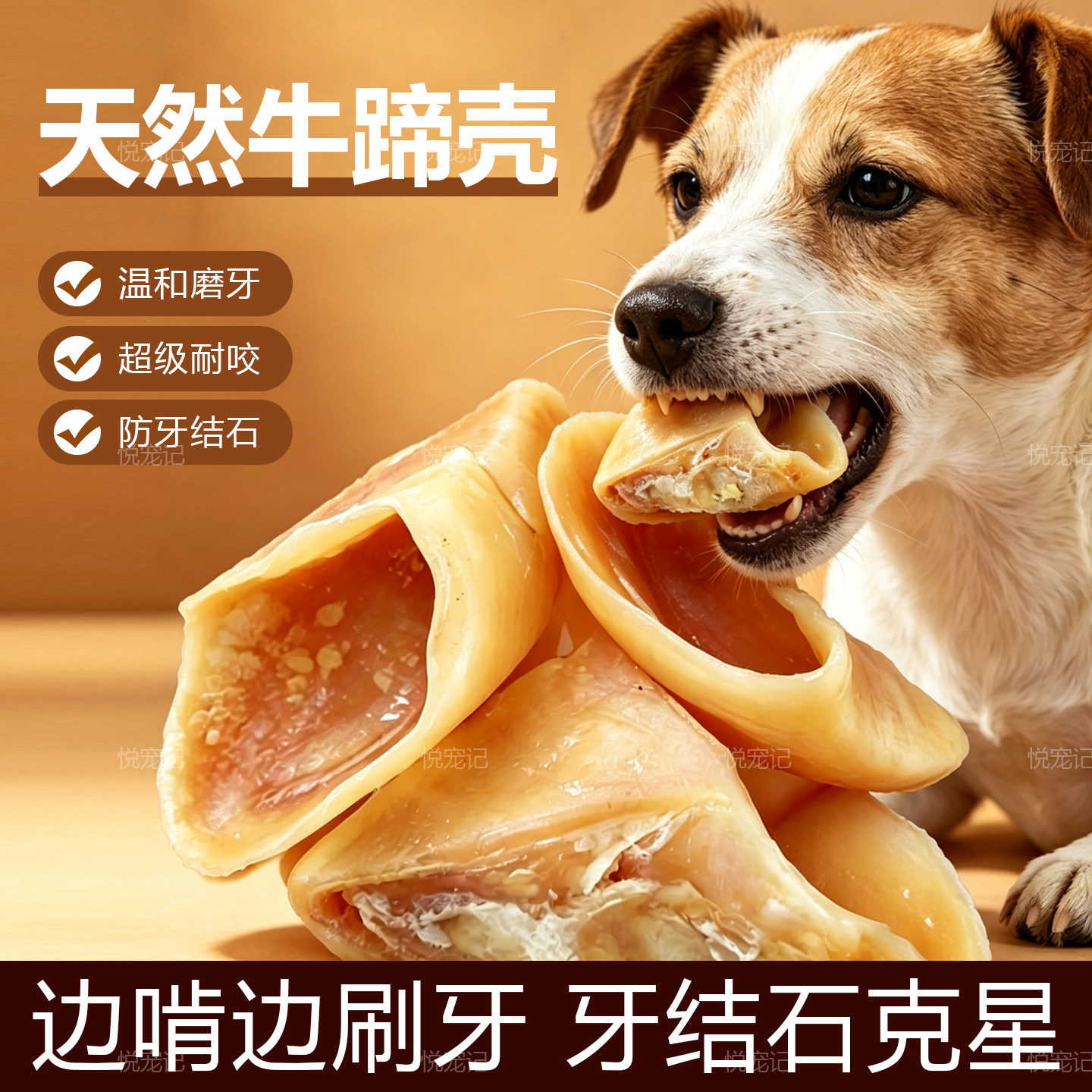 牛蹄壳狗狗零食风干磨牙棒耐咬骨头牙结石洁齿中大型犬宠物狗训练