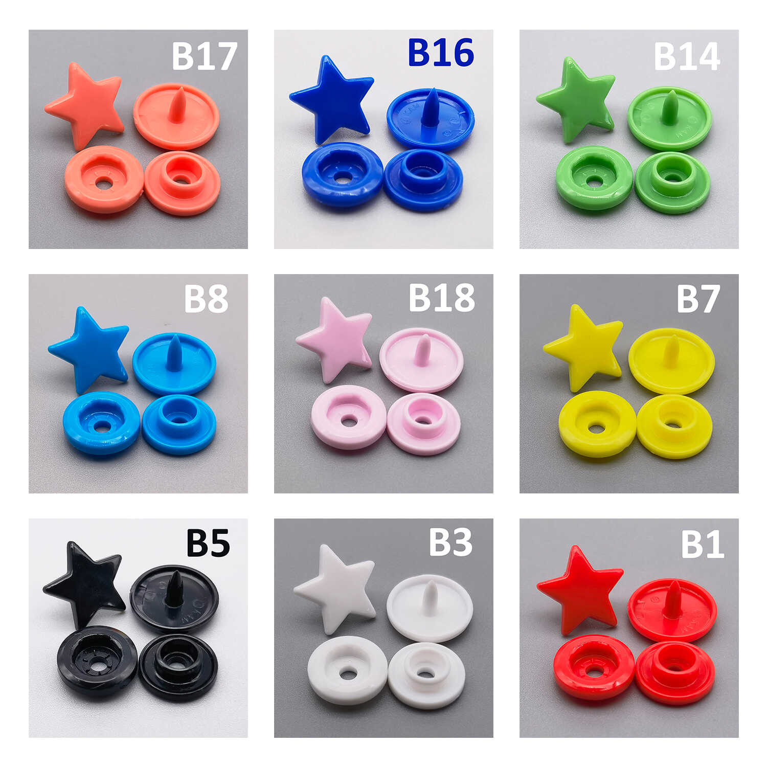 KAM树脂五角星四合扣免缝DIY纽扣儿童衣服纽扣四件扣无工具