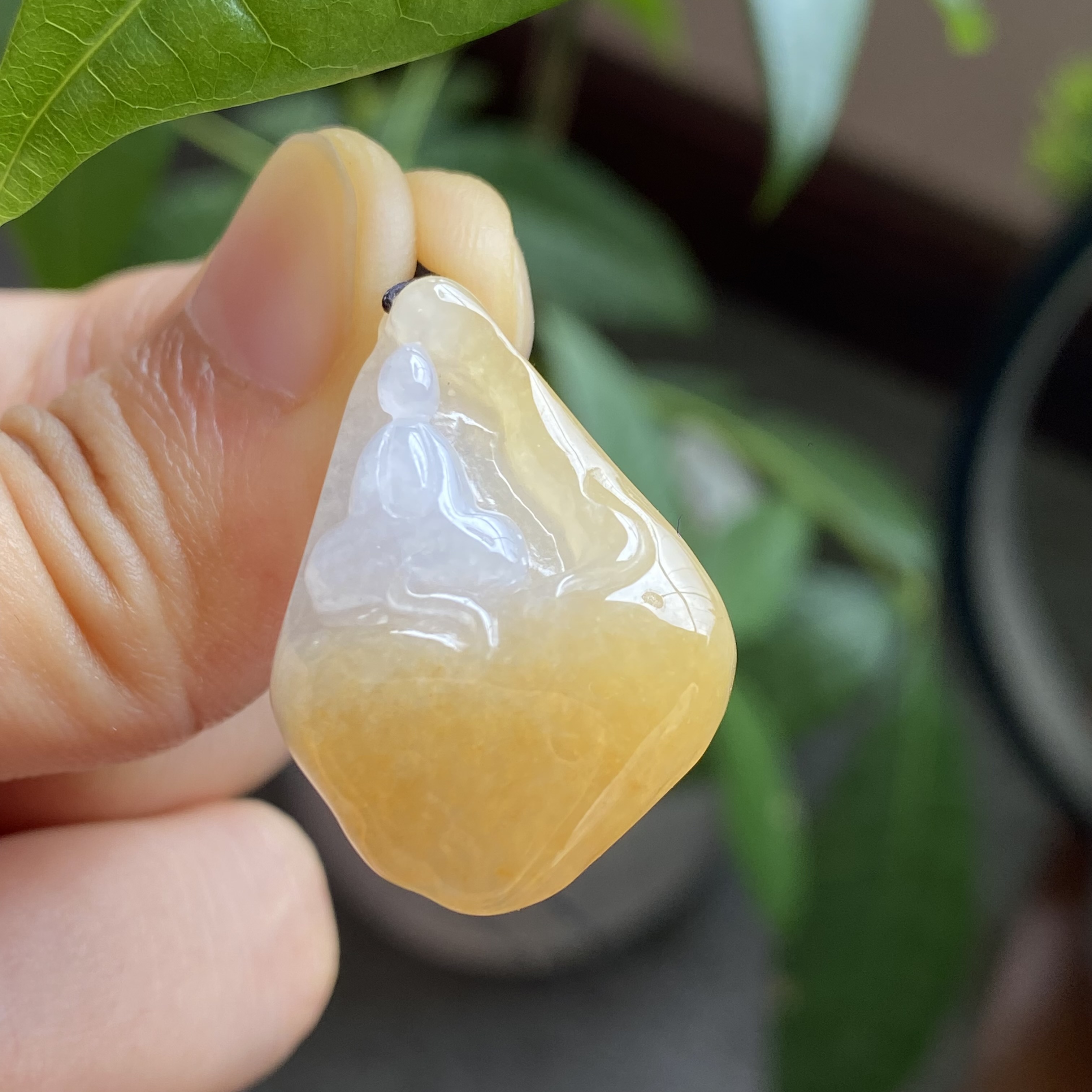 缅甸冰种黄翡翠随形悟道翡翠A货玉吊坠挂件 8612