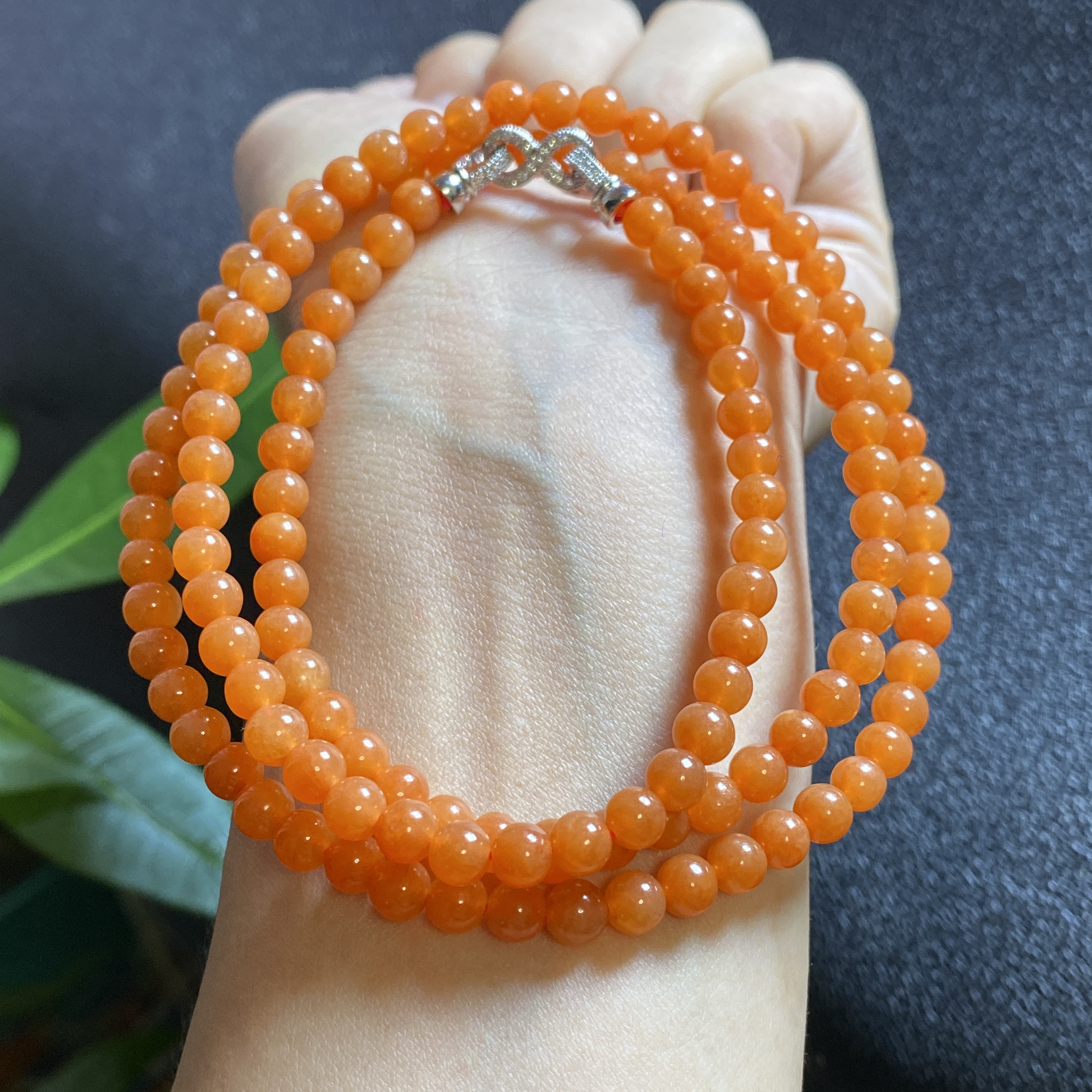 掌中翠缅甸翡翠A货冰种红翡圆珠项链手链两用款5mm 05935