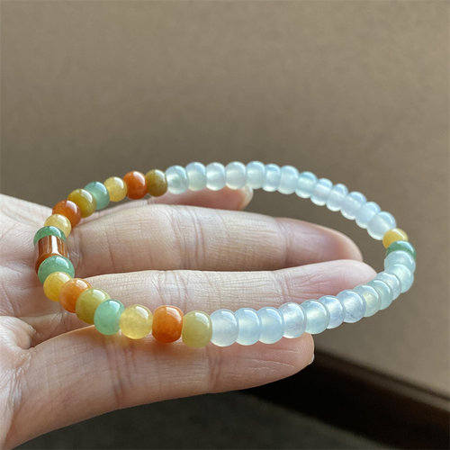 缅甸翡翠A货多宝扁珠手链