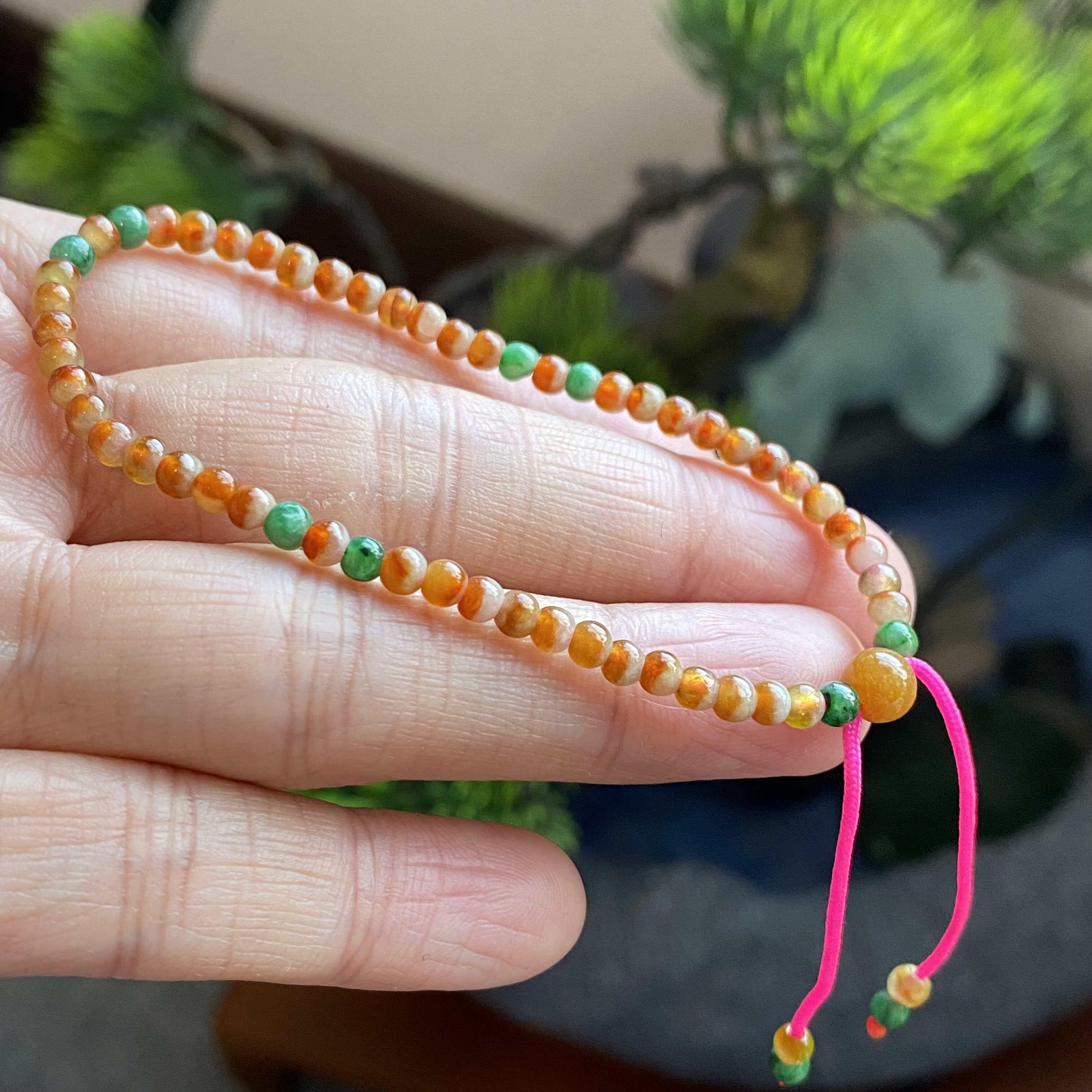 缅甸翡翠天然冰种红翡鸳鸯小米珠女款小米珠手链手串3mm 0127