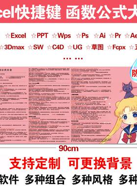 办公软件快捷键鼠标垫excel函数公式word五笔wps鼠标垫PPT桌垫