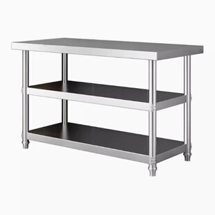 定做304不锈钢操作台3层商用厨房工作台特厚饭店食堂切菜打荷桌子