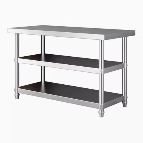 定做304不锈钢操作台3层商用厨房工作台特厚饭店食堂切菜打荷桌子