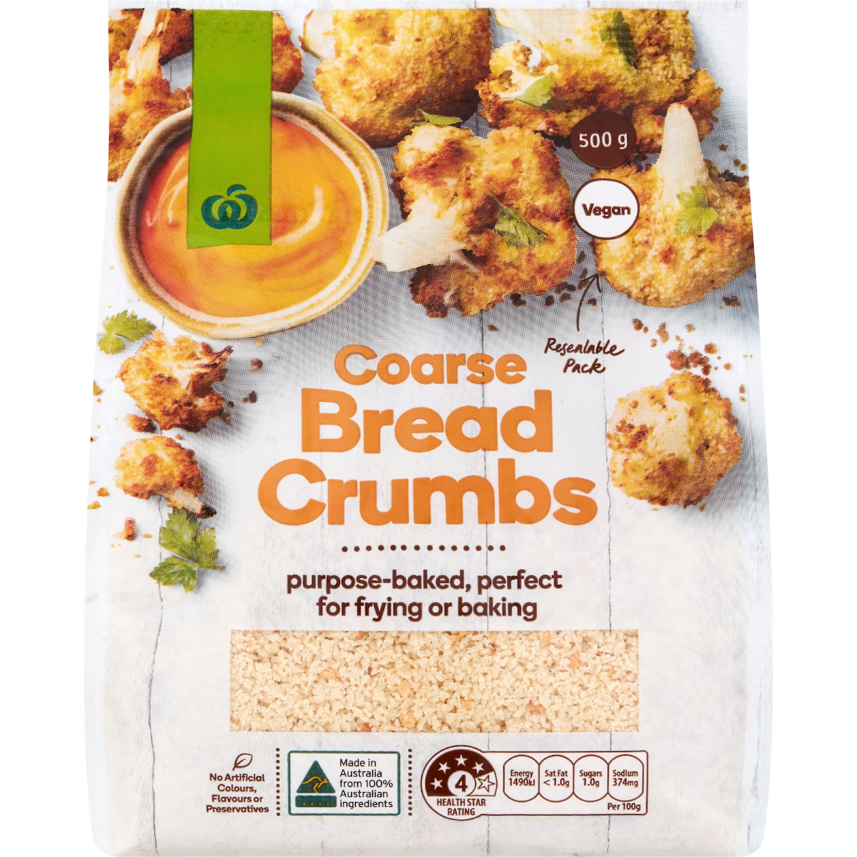 澳洲Woolworths粗粒烘焙面包屑Baked Bread Crumbs Coarse 500g
