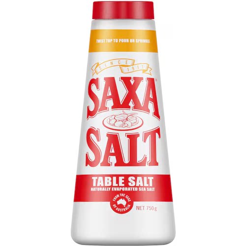澳洲代购Saxa Table Salt Shaker Iodised 碘盐 瓶装食盐海盐750g