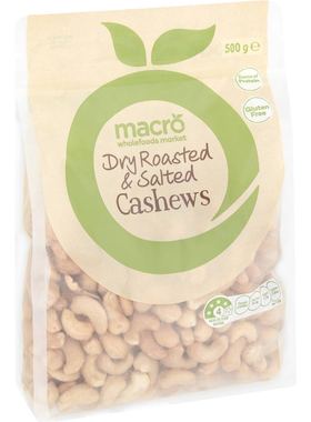 澳洲代购Macro Dry Roasted & Salted Cashews Nuts盐烤腰果 500g