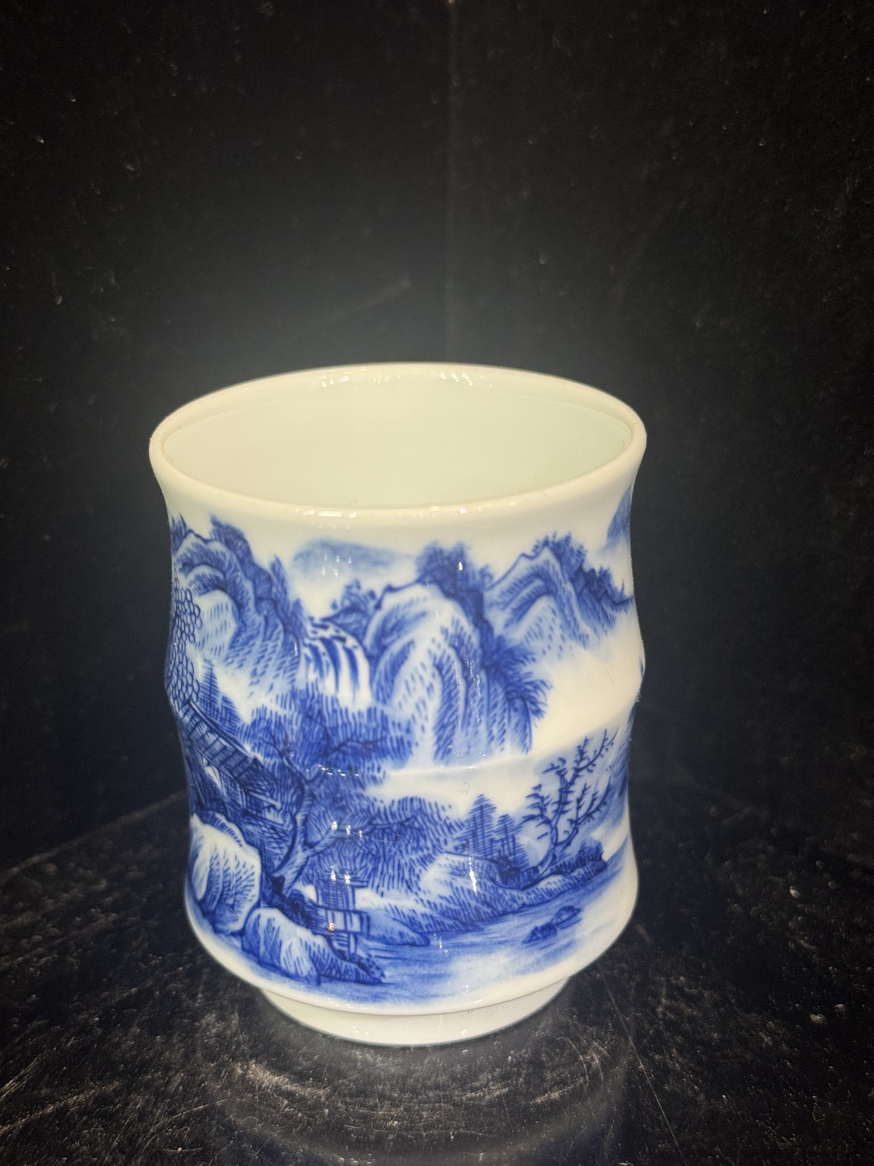 景德镇陶瓷手绘2026新款青花山水竹节杯