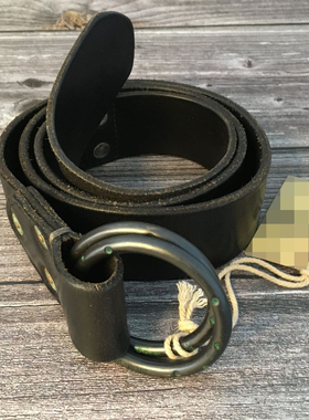 双环扣皮带头层牛皮腰带阿美咔叽青年休闲美式复古牛仔裤带 36mm