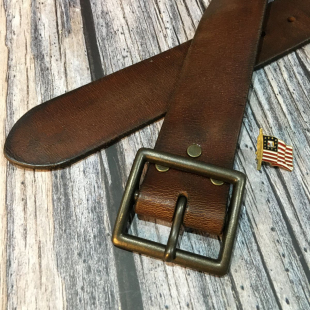 复古牛仔皮带头层牛皮针扣咔叽vintage裤 宽40mm 带GGRRL腰带青年