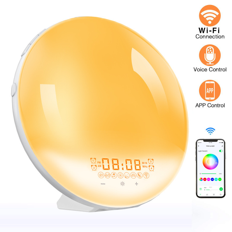 模拟日出智能唤醒灯WiFi语音控制L七彩床头日落睡眠灯闹钟