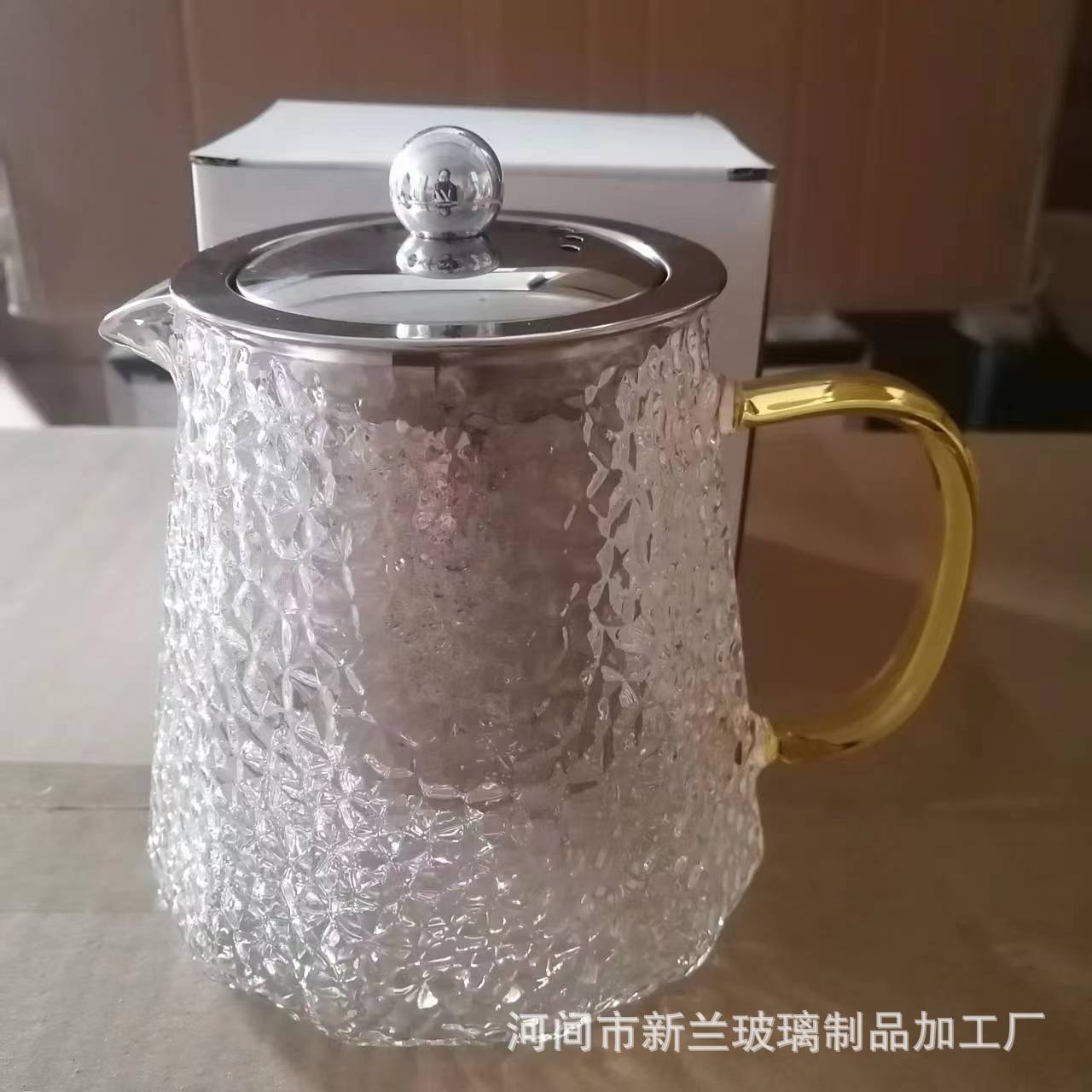 围炉煮茶高硼硅耐热锤纹泡茶壶加厚小壶加长不锈钢过滤梯壶花茶壶