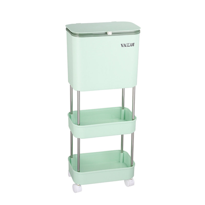 分类垃圾桶家用干湿垃圾分离带盖大号厨余带轮多层创意厨房垃圾桶