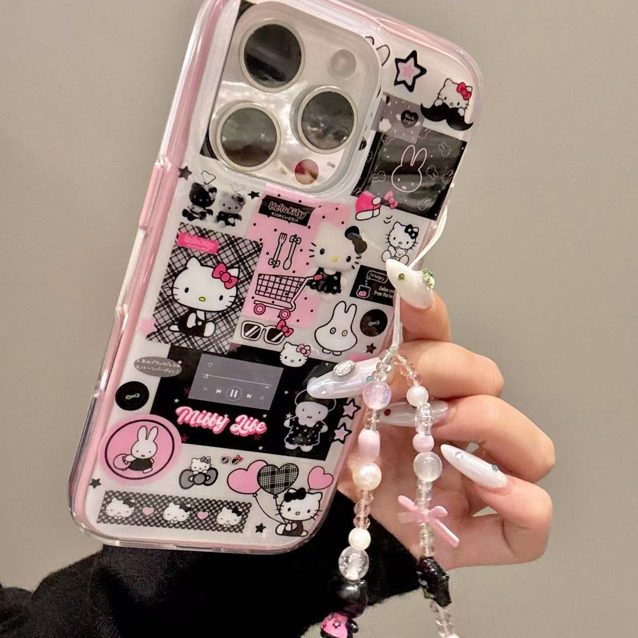 卡通黑裙米菲兔猫咪音乐播放器适用iphone16promax苹果15手机壳14高级感小众童趣防摔保护壳